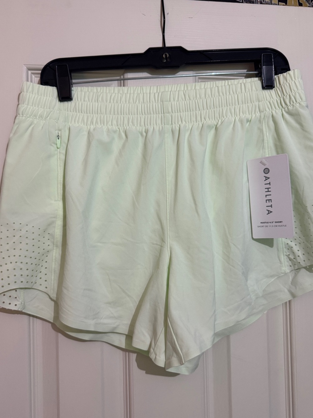 Athleta Pale Mint Athletic Shorts with Perforated Side Panels